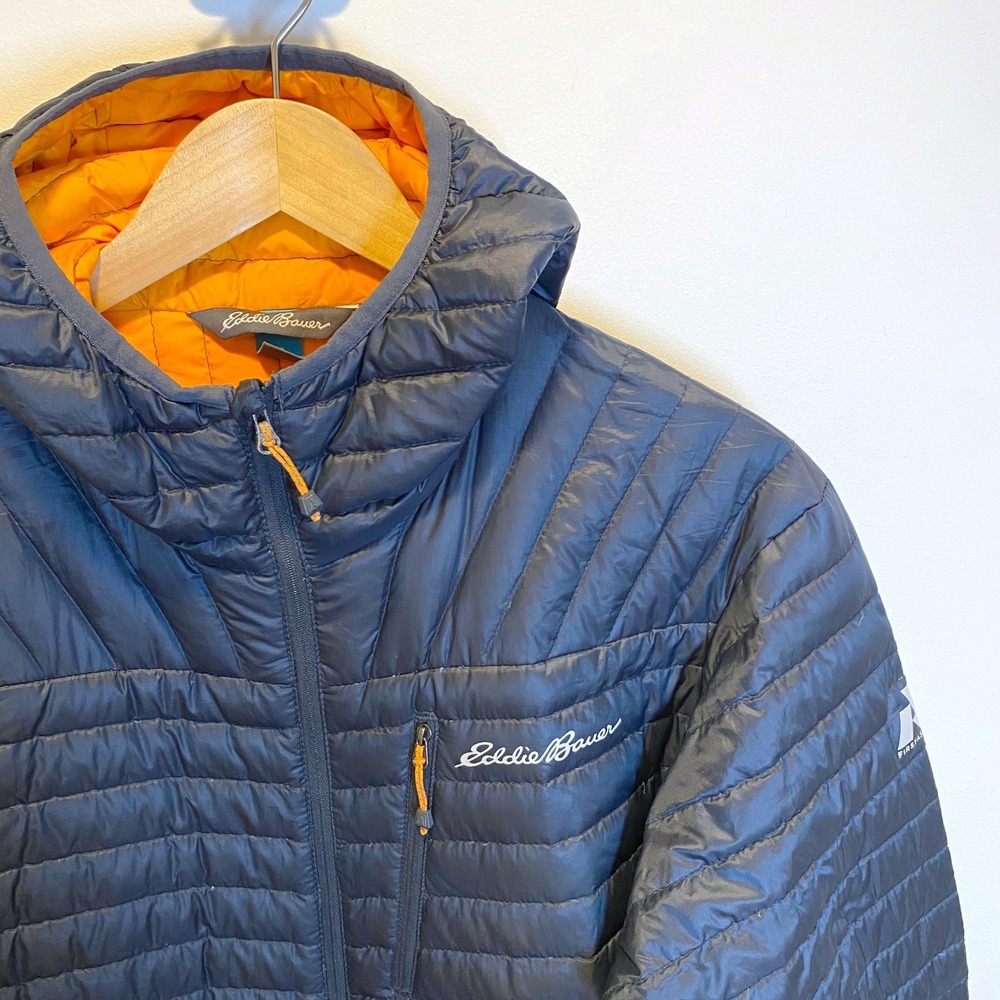 Eddie Bauer MicroTherm 2.0 Down Hooded Down Jacket Mens Medium Tall Blue 800